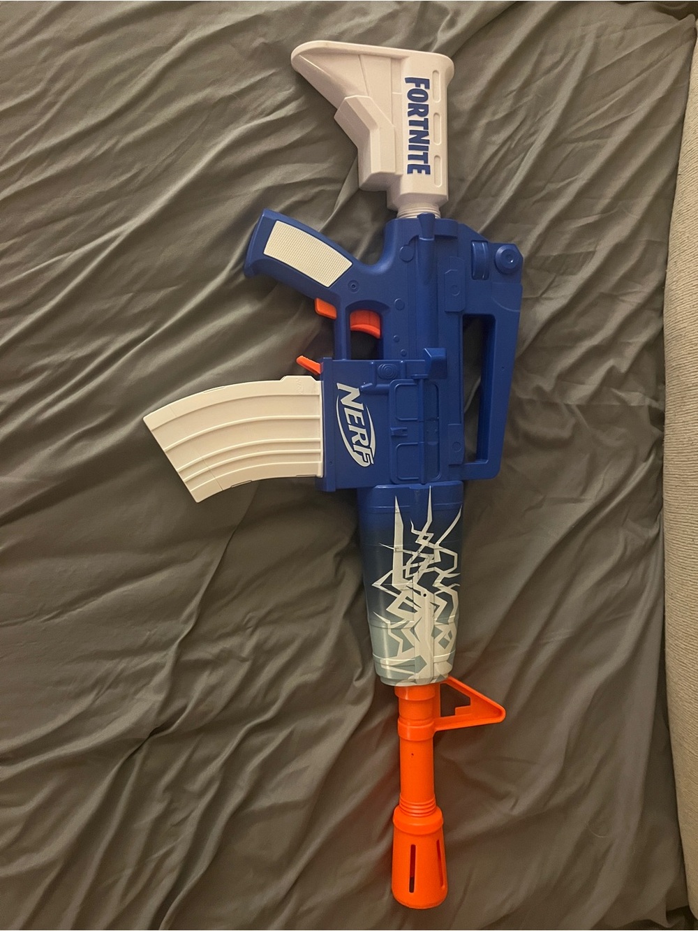 Nerf Fortnite Blue White and Orange Dart Blaster